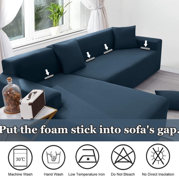 New sectional slip cover, teal color - Picture 2 of 7